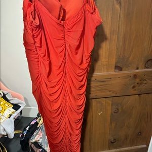 Fashion nova orange rusched dress knee length